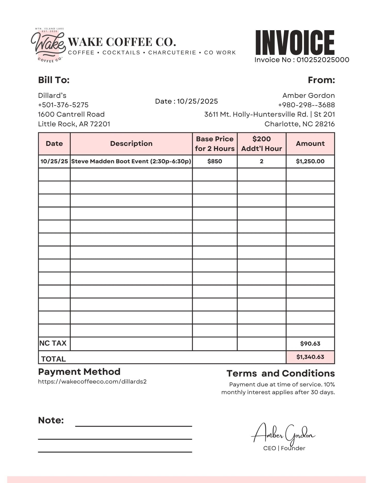 Dillard's |  Invoice No.  010252025000