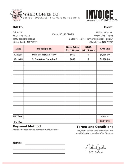 Dillard's |  Invoice No.  101109202005
