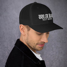 Load image into Gallery viewer, Wake Not Woke Trucker Hat, Mesh Side, Multi Color
